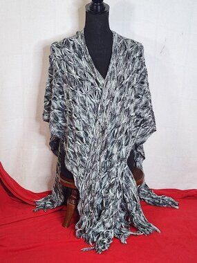 CollectionEighteen Colors of Gray Knit Open Weave Fringe Wrap or Shawl OSFM